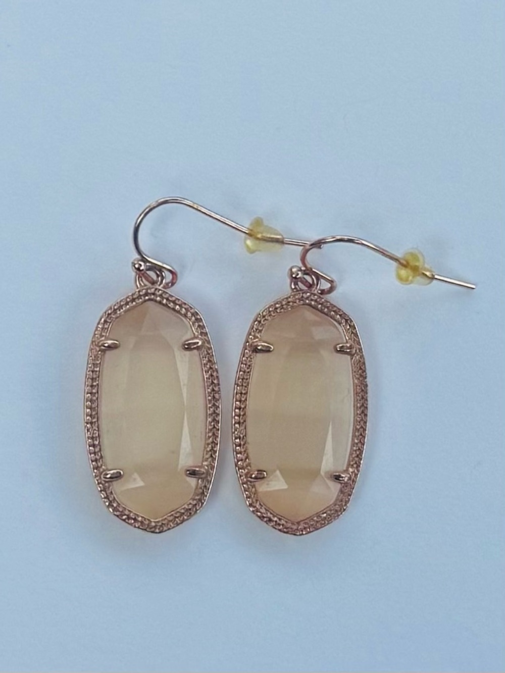 Kendra Scott Rose Gold Beige Faceted Oval Drop Earrings